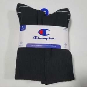 NEW Champion Men’s Performance Cushioned Crew Socks 5 pairs black size 6-12